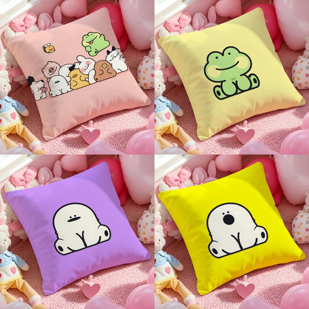 Cushion Cover Anti-dustmite Pillowcase Invisible Zipper Silky Short Plush Sofa Cushion Cover Cute Portrait