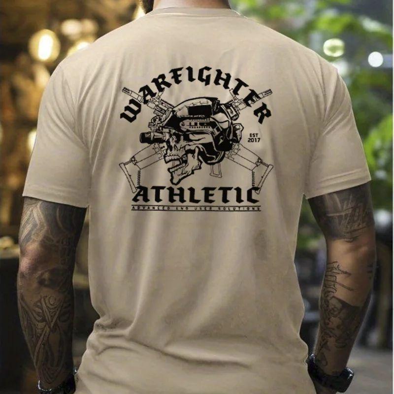 

American Tough Guy Short Sleeve Tactical Military Fan Top T-Shirt Physical Training Combat T-shirt Cotton Military Fan Top 4XL