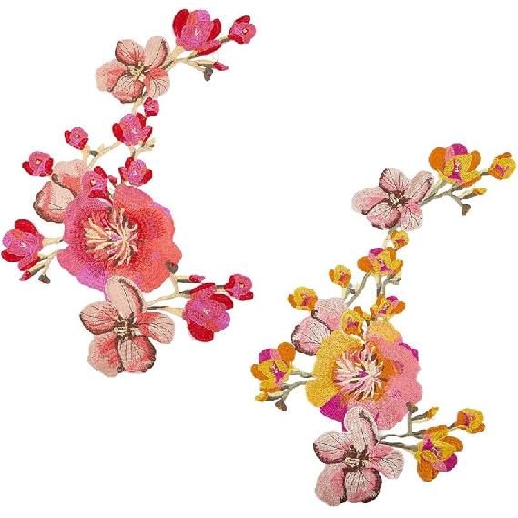 

2 шт. Вышитая нашивка с цветком пиона, пришивная нашивка, аппликация, большая нашивка для ремонта одежды, платьев, сумок, брюк, шляп, для DIY, декоративная, 23,6×13,39 Yellow&Pink-2Pcs-Flower