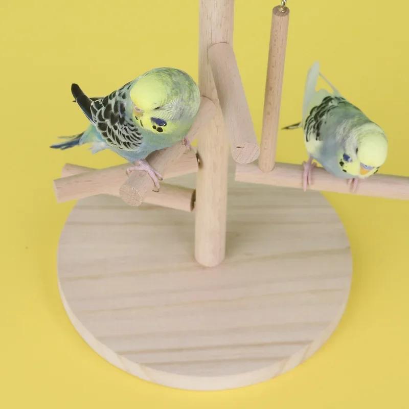 Bird Toys Parrot Station Stand Tree Branch Wooden Perch Playstand Cockatiel Gym Playground For Pet Bird Daily Playing Supplies