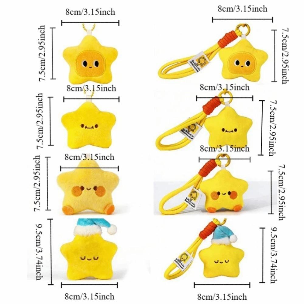 Good Luck Plush Star Keychain Cute Wishing Star Pendant Best Wishes Pentagram Lanyard Friendship