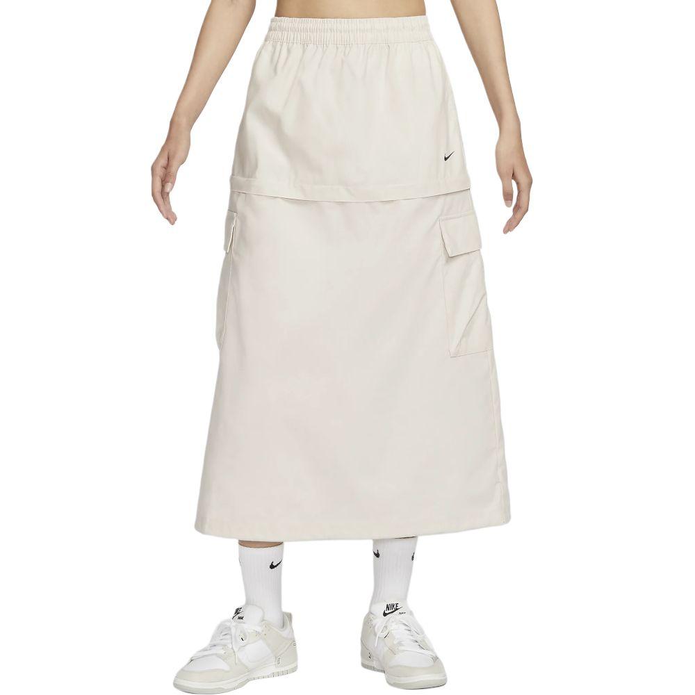 Nike Sportswear Essential Removable Two-Way Cargo Woven Loose Sports Casual Long Skirt Women Skirts White FV7504-104