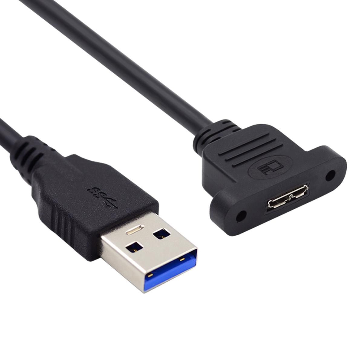 

U3-083-AM 50cm Type-A USB 3.0 Male to Micro 3.0 Type-B Female Converter 5Gbps Screw Mount Type Extension Cable As Shown A