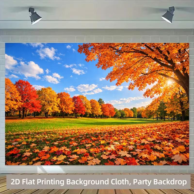 2D Vibrant Colorful Autumn Leaves Nature Backdrop Cloth