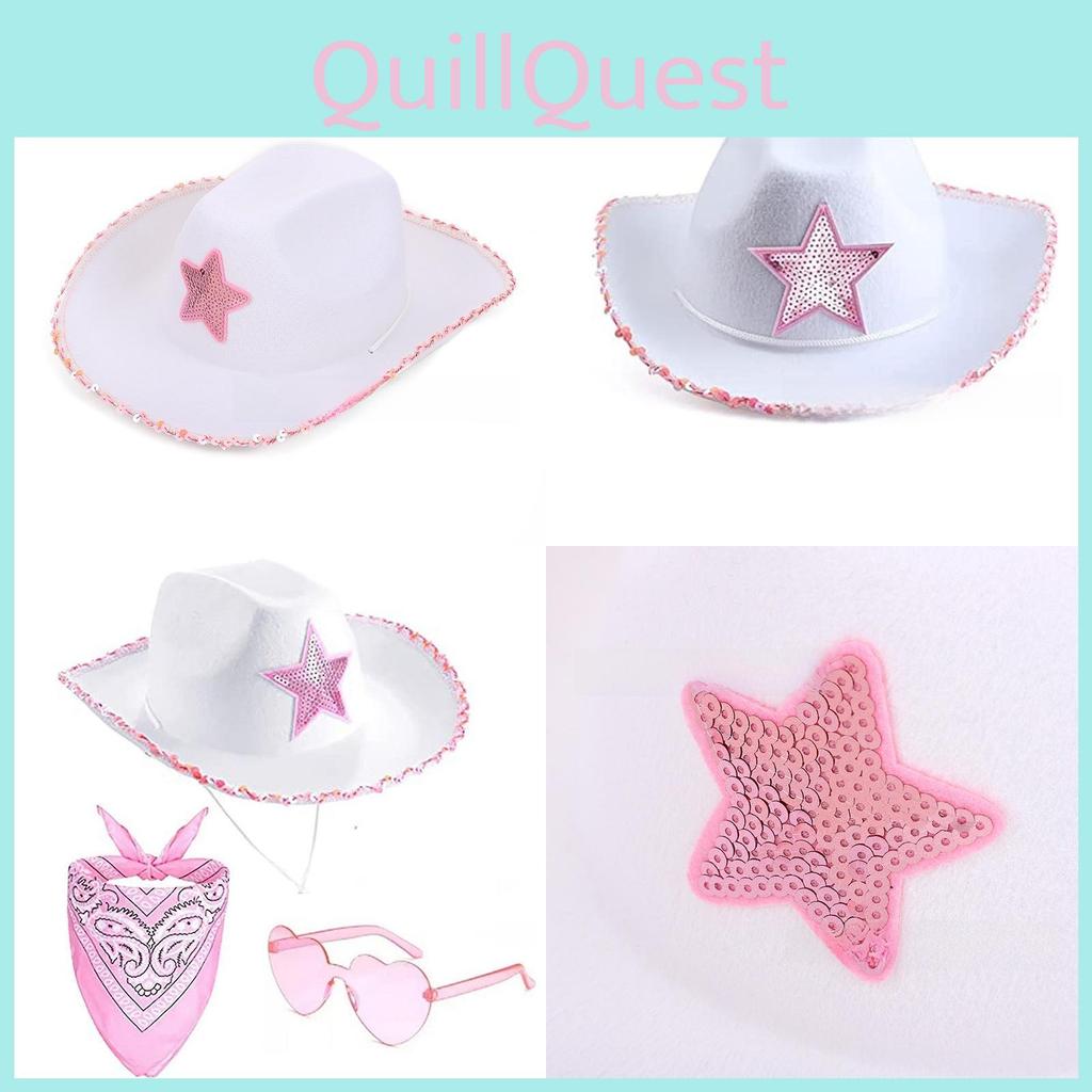 Pointed Star Five Cowboy Hat Costume Set Silk Scarf Motif Celebrations Party