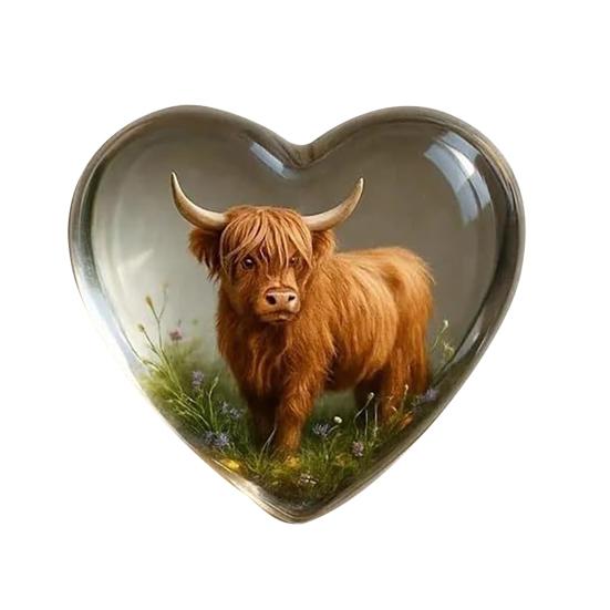 Highland Cow Pocket Hug Mini Heart Shaped Highland Cow Ornament with Inspirational Card Heartfelt