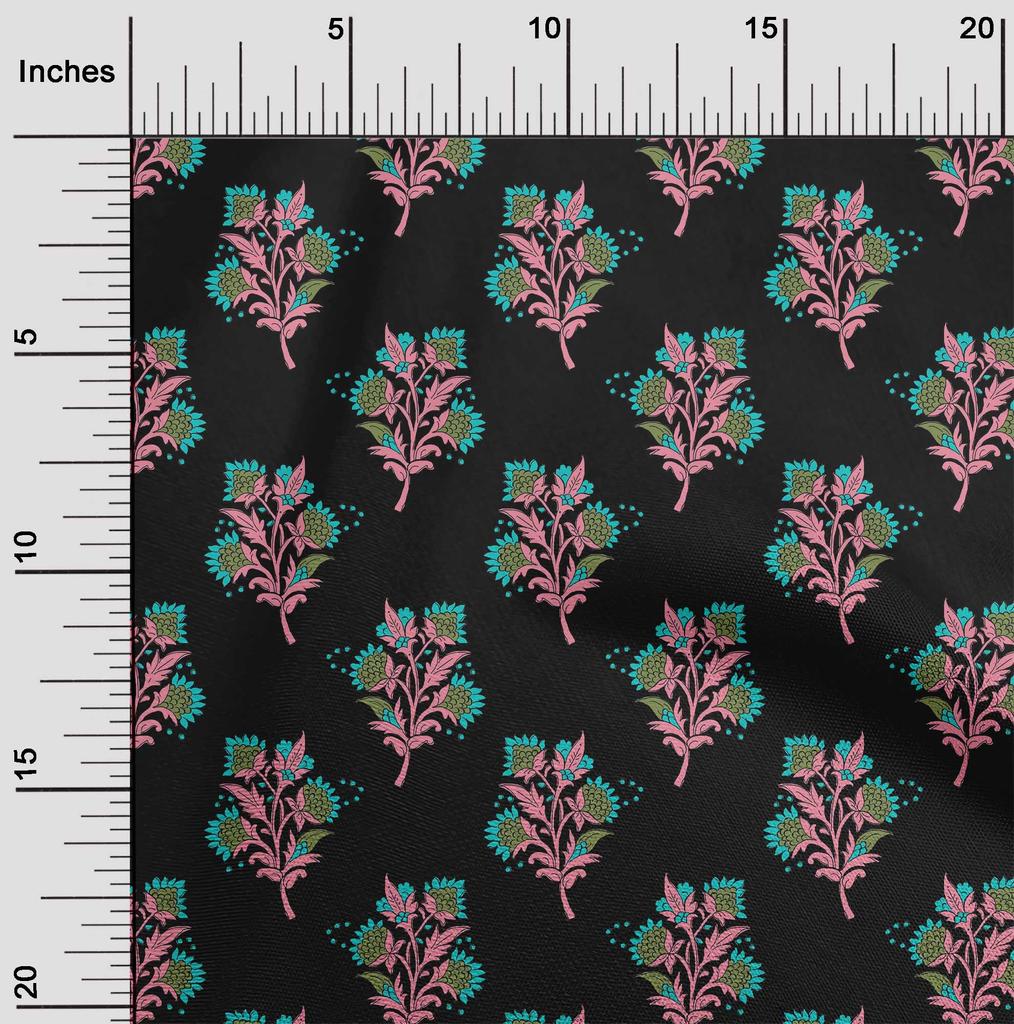 oneOone Baumwoll-Flex-Stoff Blätter- & Floral-Blockdruck-Stoff Meterware 40 Zoll