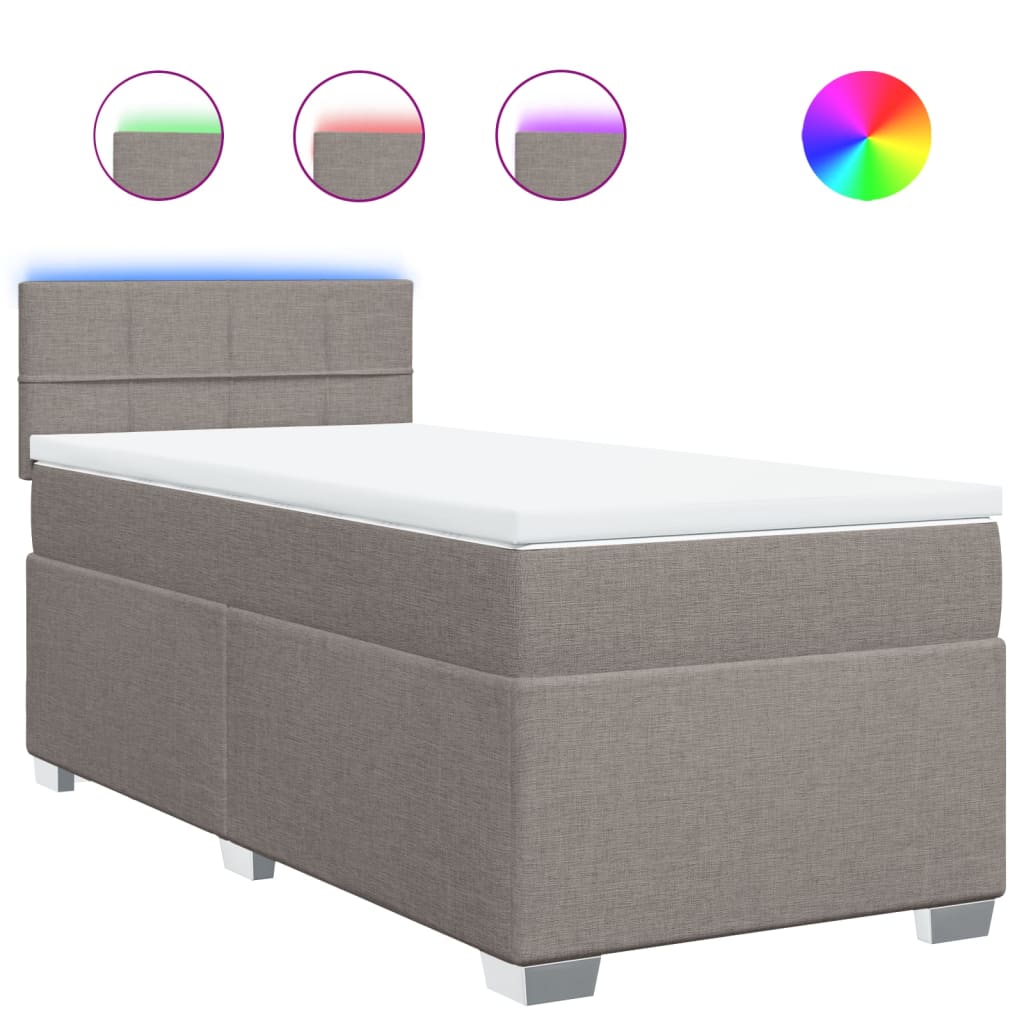 Vidaxl Letto Continentale Con Materasso, Taupe, Tessuto, 90X200 Cm