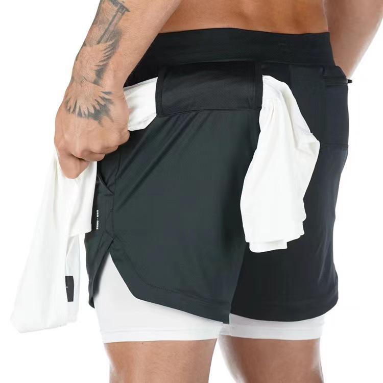 

Double Layer Breathable Quick-Dry Men s Summer Fitness Shorts M