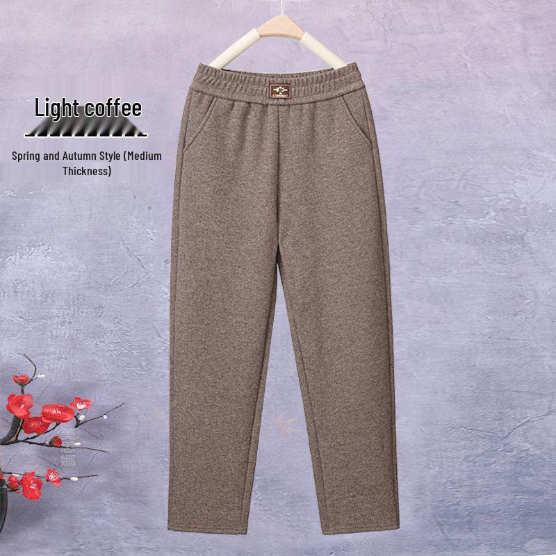 Fleece-Lined Winter Pants for Elderly Women - Elastic Waist, High-Waisted, Loose, Stretchy, Casual, Thick, Slimming Fit