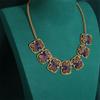 Antique Natural Stone Gold Color Purple Square Necklace for Women Vintage Jewelry Accessories Carving Luxury Girl Item Wedding