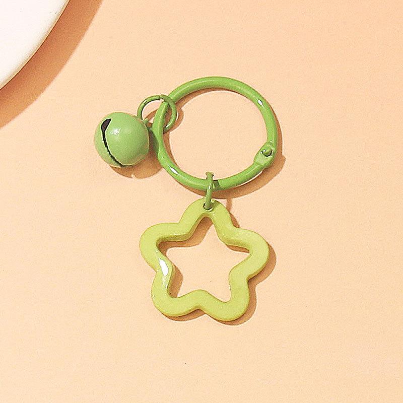 2pcs Korean Version of Ins Small Fresh Color Small Star Bell Keychain Candy Color Keyring Pendant Women Bag Keychain Accessories