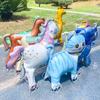 Cartoon Animals Stand Up Aluminum Film Balloons with Wheels Tiger Giraffe Elephant Dinosaur Birthday Party Decoration