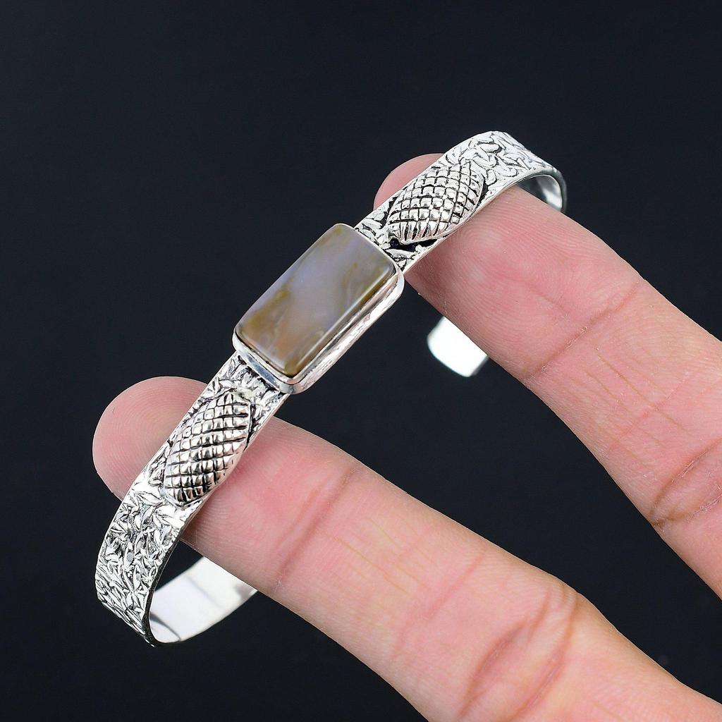 Freundschaftstag Ausverkauf Tube Achat Edelstein Handgemachter Armreif Schmuck Sterlingsilber
