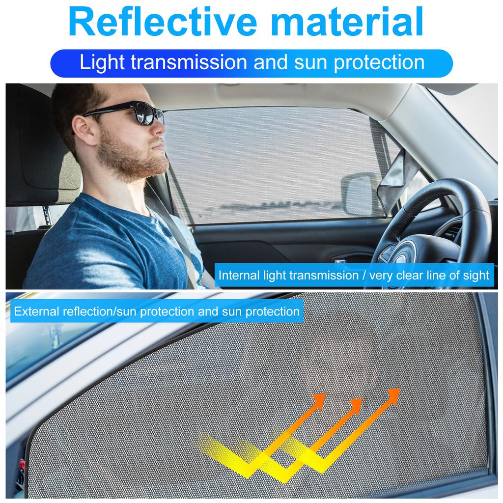 2Pcs Magnetic Car Window Sunshade Cover UV Protection Car Side Front Rear Window Mesh Curtain Protector Cover Auto Accessories