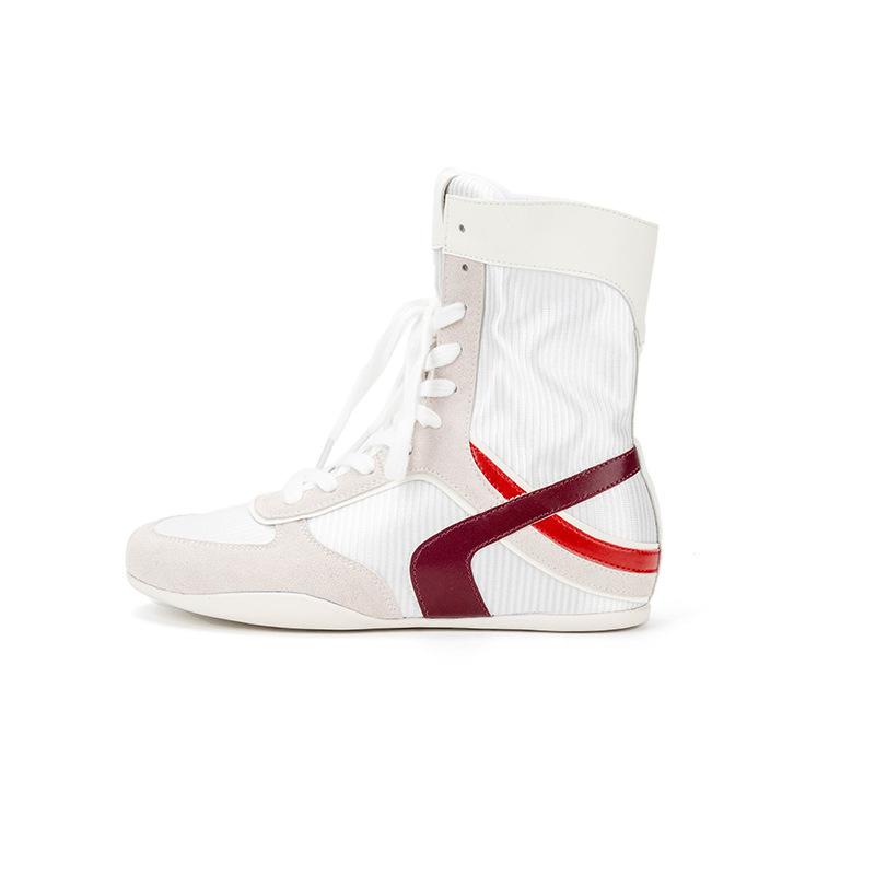 

Точкові високі шкіряні боксерські черевики жіночі сітчасті дихаючі повсякденні універсальні спортивного стилю для вулиці Forrest Gump тренувальні черевики жіночі 40