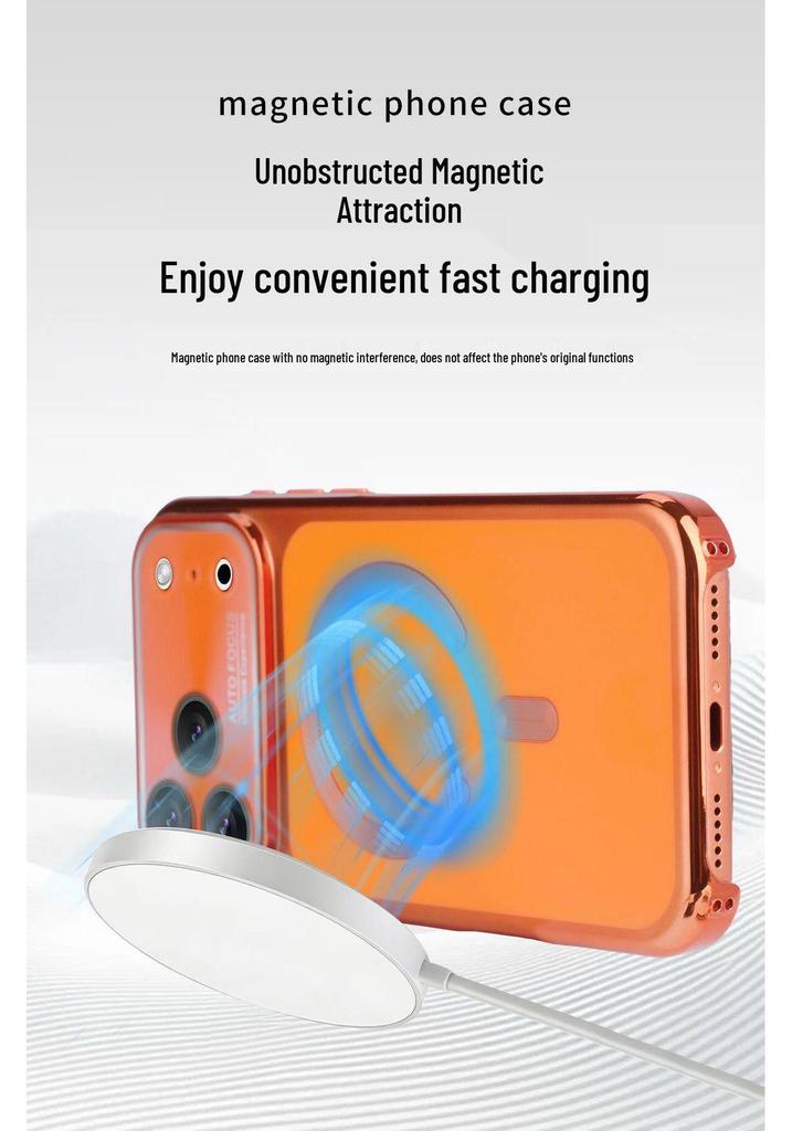 Luxury Electroplated Magnetic Case for iPhone 16/17 Pro Max - Drop-Proof Dual-Lens Protective Cover