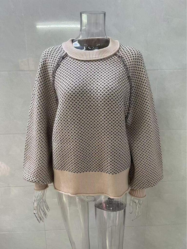 Spring Women's Long-Sleeve Jacquard Pullover Sweater Jacket