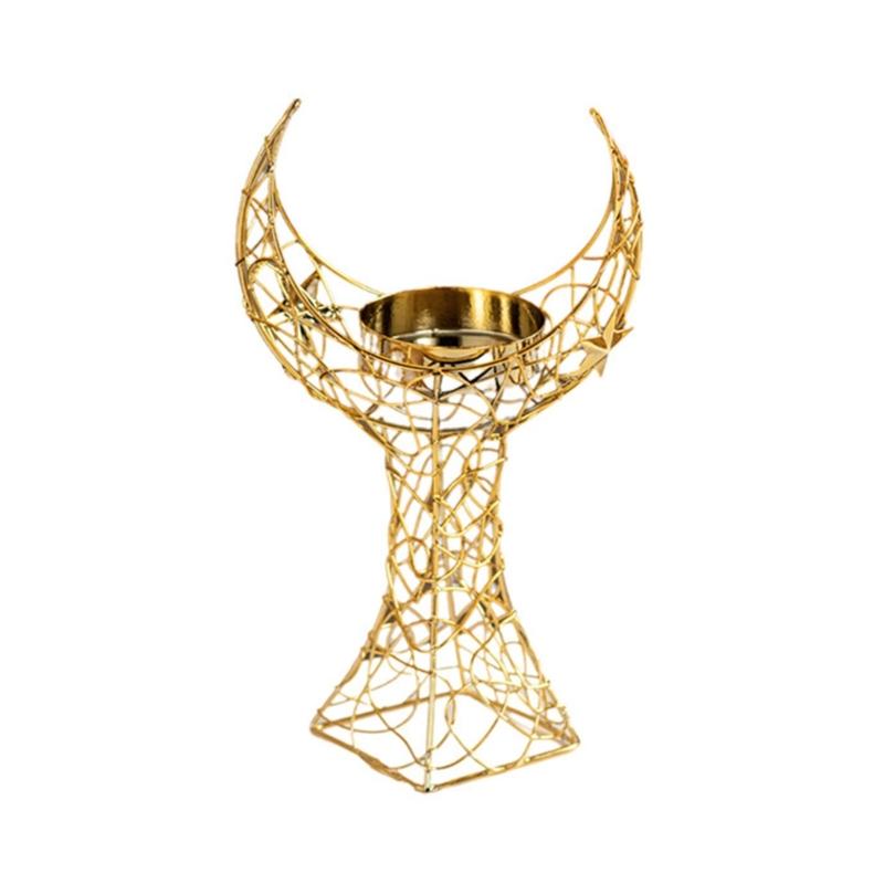 

Кованая Лунная Башня Подсвечник Элегантный Культурный Декор Многофункциональный Дисплей для Чайных Свечей Мусульманский Фестивальный Подарок золотой