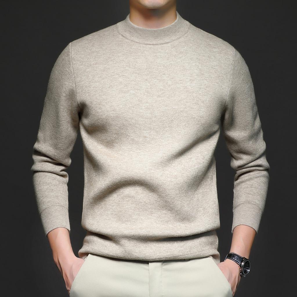 Men S Solid Color Half Turtleneck Long Sleeve Loose Knit Sweater For Youth