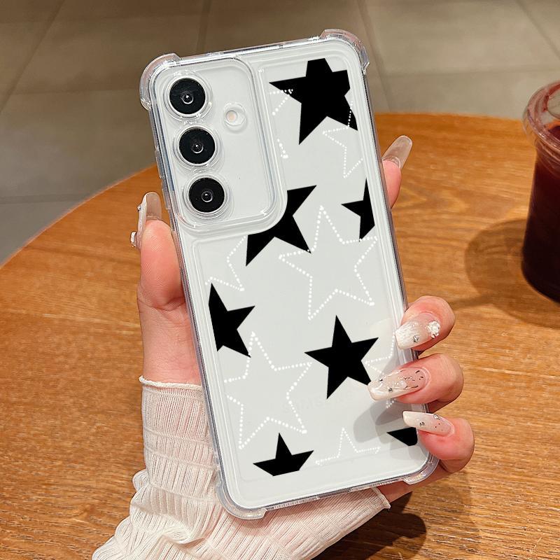 

Для Samsung S25 S24 FE S23 Ultra S22 A56 A36 A55 A16 A15 A35 чехол с рисунком звезд мягкий силиконовый противоударный прозрачный тонкий чехол для телефона Samsung S23 чёрный