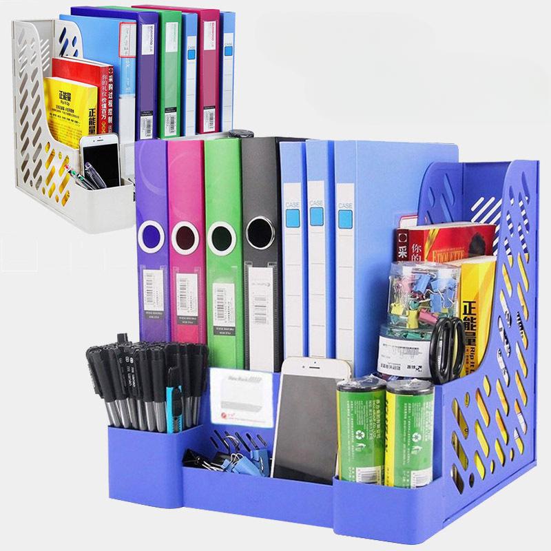 Office Supplies File Holder A4 Desktop Storage File Column Stationery Plastic Thick File Frame File Organizer