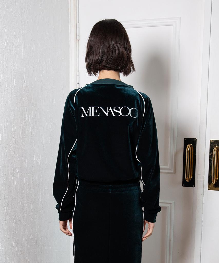 Minasu Velvet V-Neck Top_Green