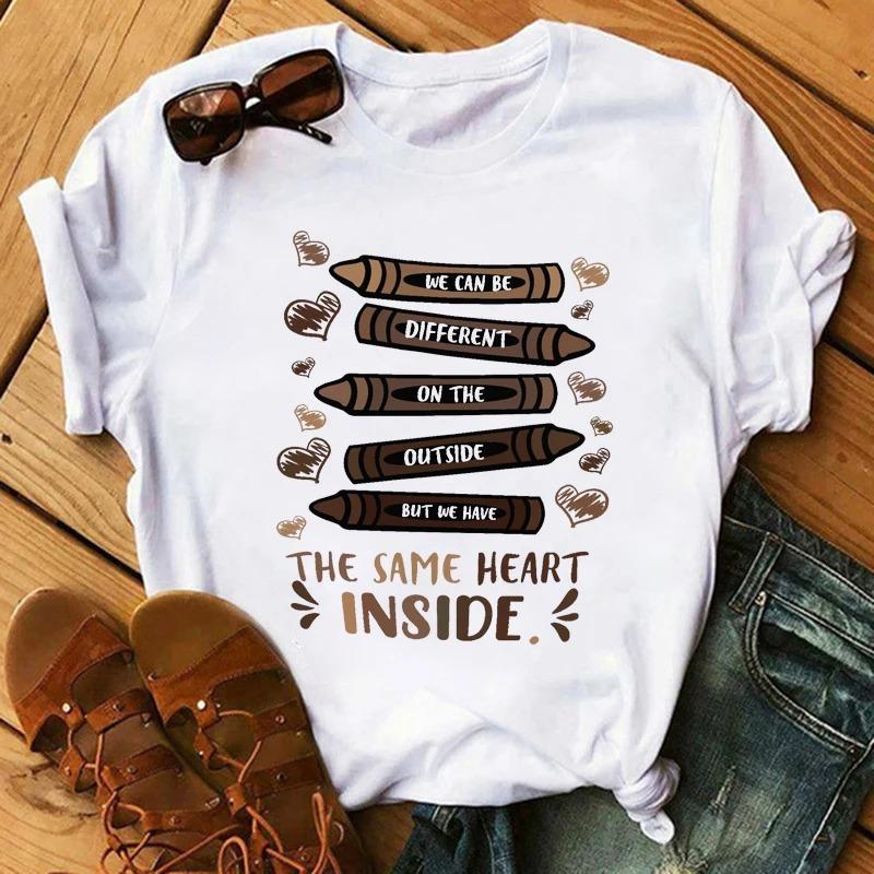 Black Girls African White Fashion Women TShirts Harajuku Cartoon Clothing Short Sleeve Summer Tees Casual FeUnisex Tops ONeck