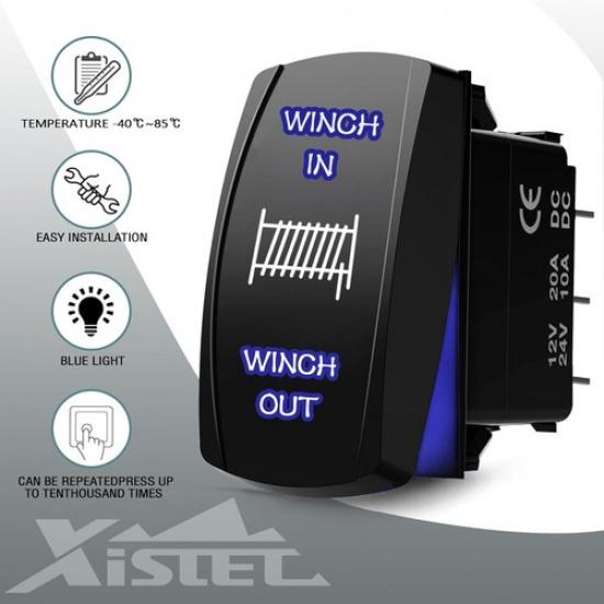 7-Pin Winch Rocker Switch Replacement for UTV ATV RZR 800 900 XP 1000 Blue
