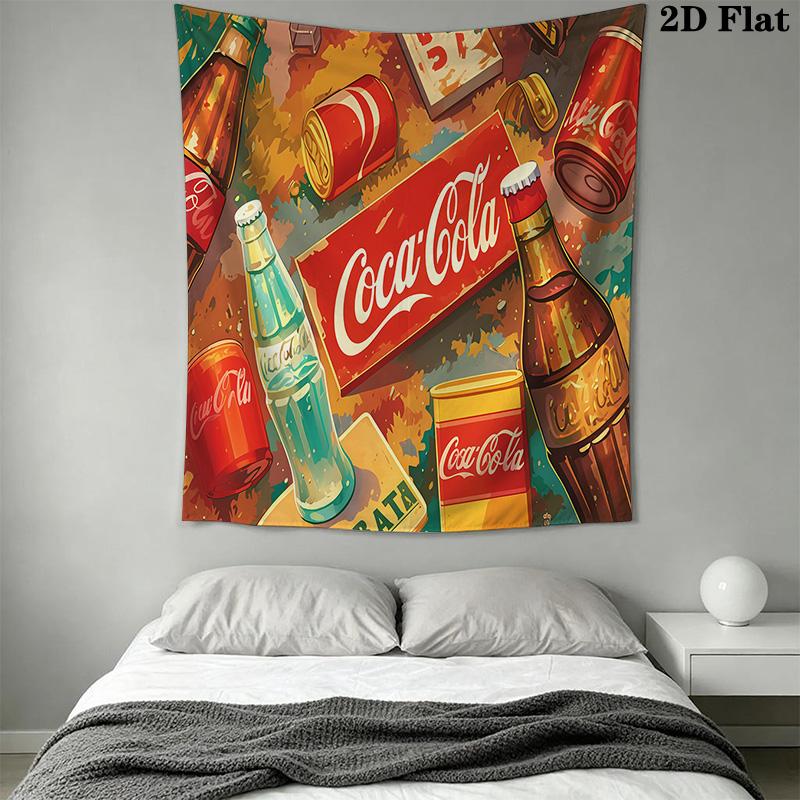 Retro Cocacola Wall Tapestry Tapestry Wallmounted Background Cloth Homestay Soft Decoration Tapestry Home Decor Background Wall Hanging Cloth