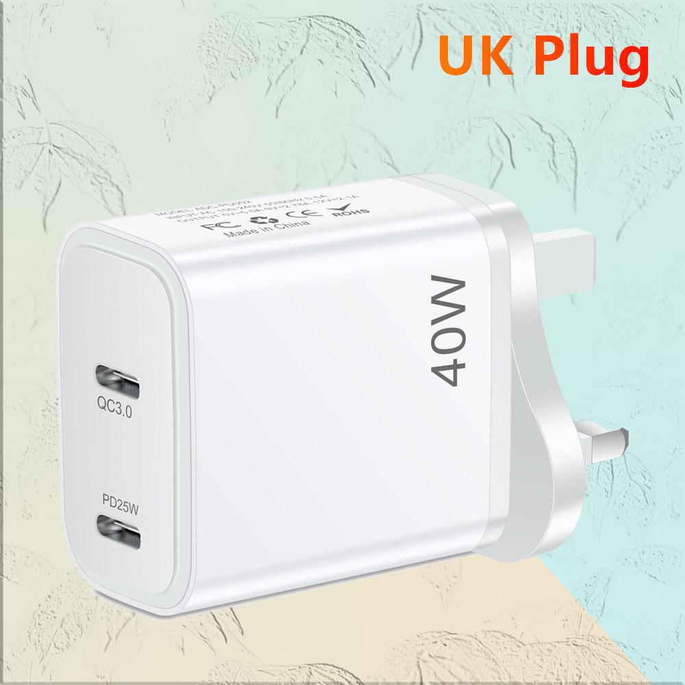 40W Dual PD Type-C Fast Charger for Mobile Phones - Travel-Friendly Charger Head