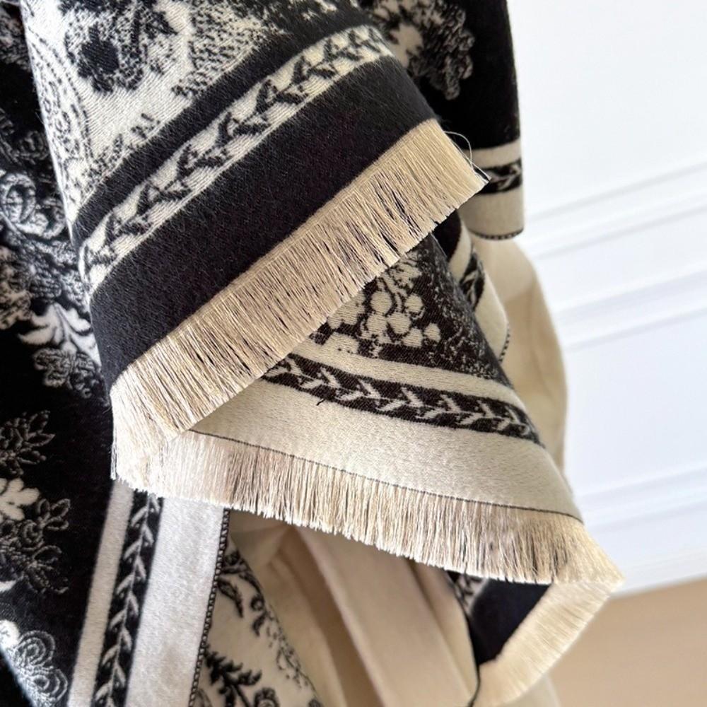 Two-Sided Jacquard Scarf Windproof Winter Scarf Cozy Pashmina Shawl  for Autumn Winter