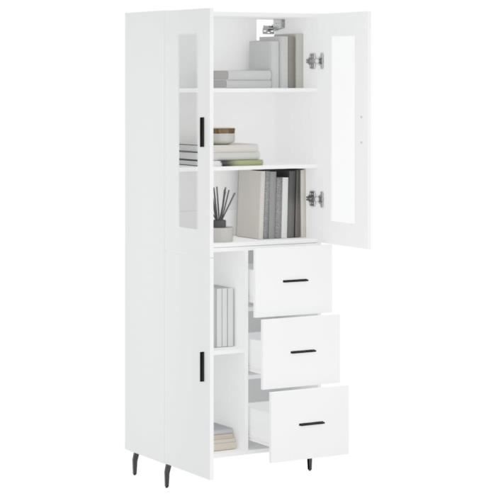 VidaXL Buffet haut Blanc 69,5x34x180 cm Bois d'ingénierie 3198481
