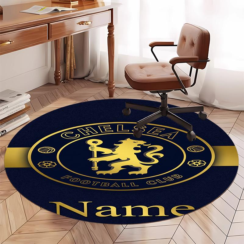 Custom Name Chelsea Football Club Printed Round Rug Carpet Chair Rug Area Rug Entryway Doormats,for Office Chair Living Room Bedroom Kitchen Room.