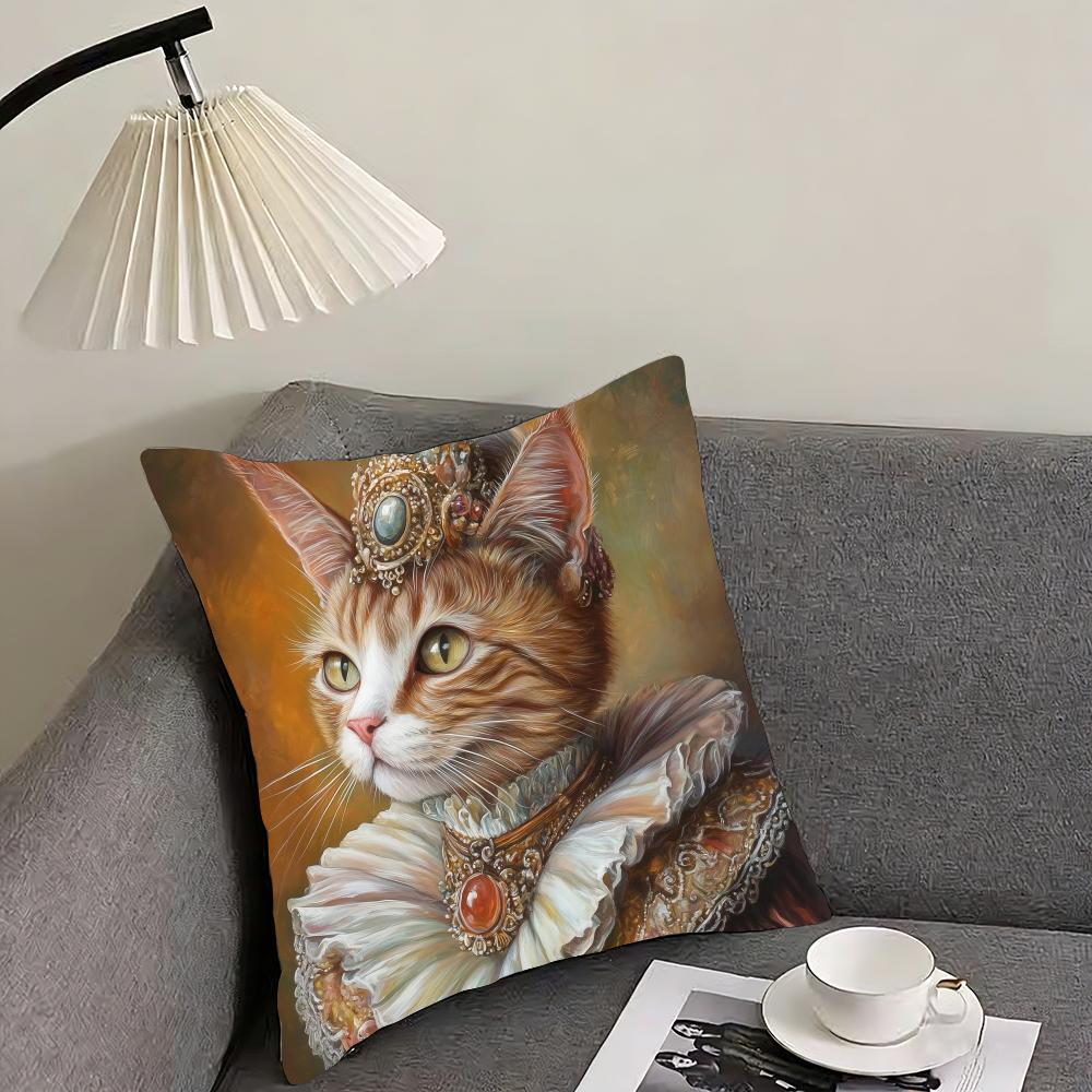 Cute Cat Printing Decorative Cushion Cover Reversible Plush Pillow Cover – For Car, Sofa, Bedroom, Perfect As a Gift.