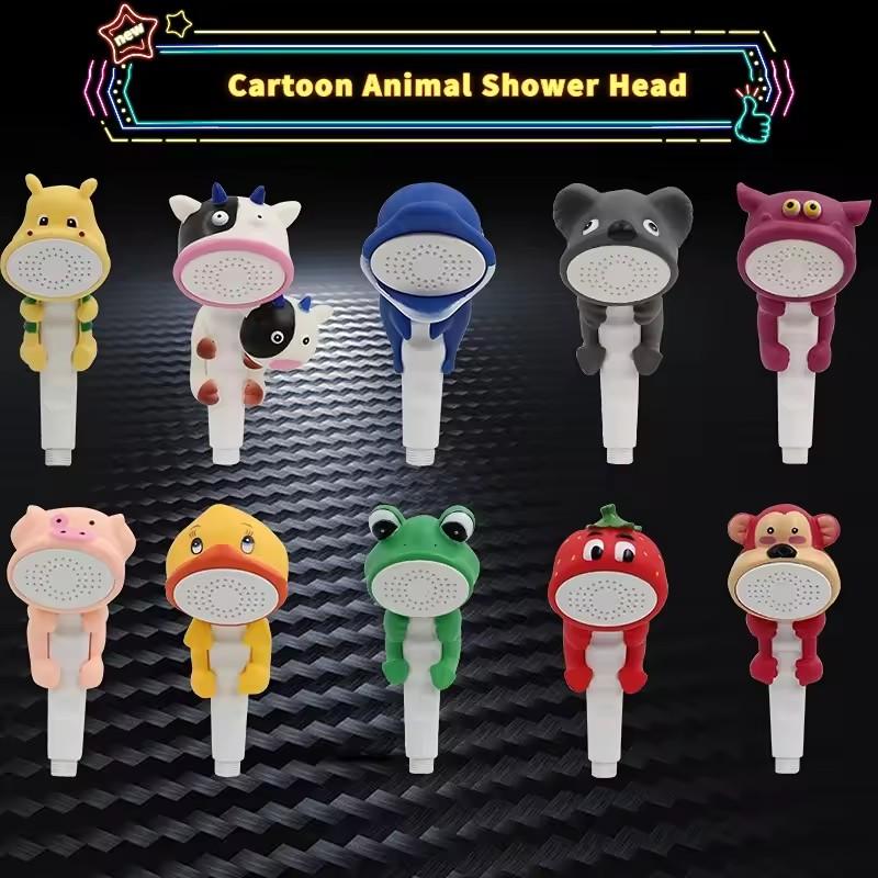New Cute Cartoon Kid Shower Head with Suction Cup Shower Bracket Children Bath Sprayer Baby Shower Nozzles Bathroom Accessories