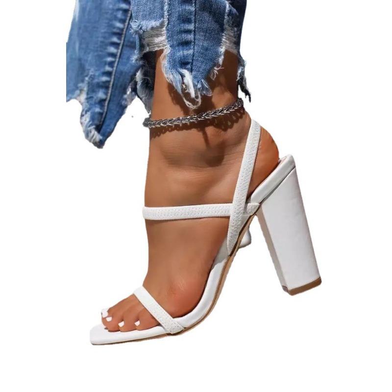 Large size summer new high-heeled sandals women's thick heel square head height-increasing women's shoes large size