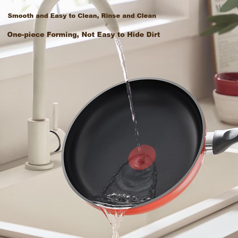 Joyoung Non-Stick Frying Pan, Home Use, Oil-Gathering Steak Pan, Fire Red Temperature Control, Breakfast Pan, Universal Stove, 26cm
