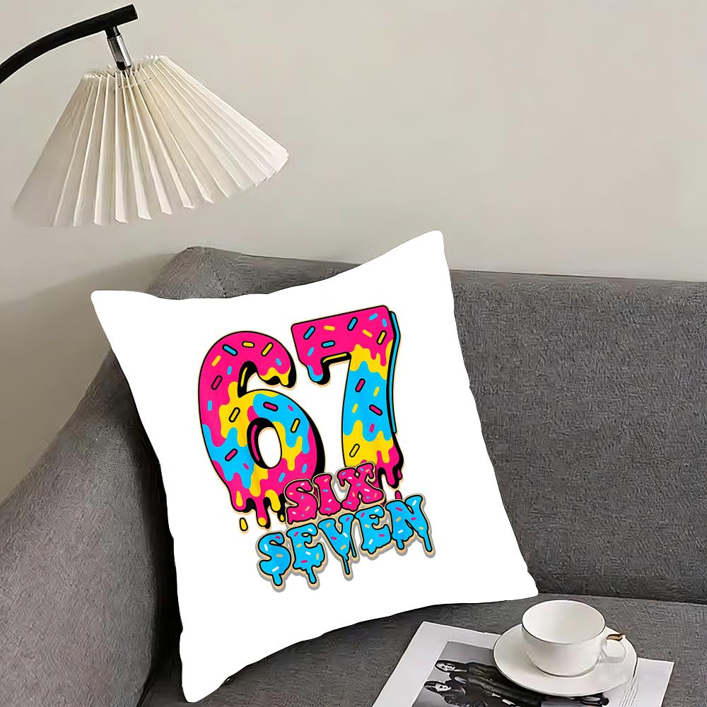 Funny 67 six seven Cushion Cover Elegant Comfort Pillowcase Sofa Bed Doublesided Printed Invisible Zipper Home Decor