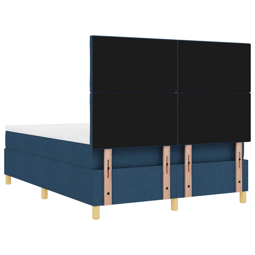 Box Spring Bed with Headboard Blue 140 x 190 cm Fabric