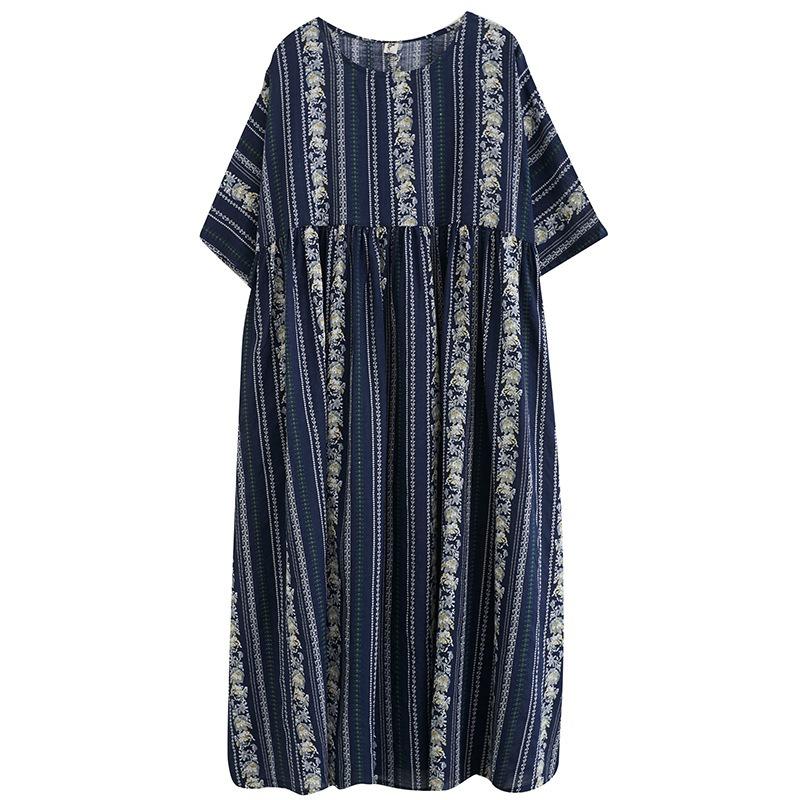 Sommer neues Retro Altersreduktion locker Fett mm kurzärmeliges bedrucktes Pendelkleid Damen