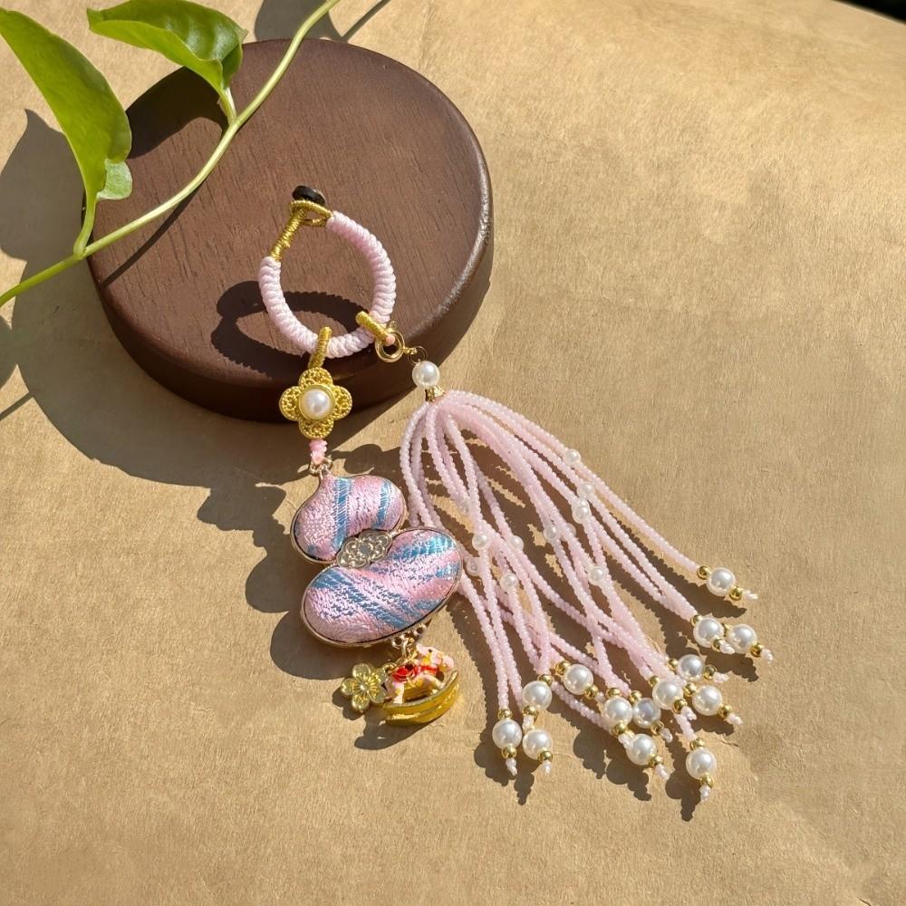 Horse Chinese Traditional Key Chain Luxury Embroidered Cat Key Ring Brocade Gourd Pendant Daily