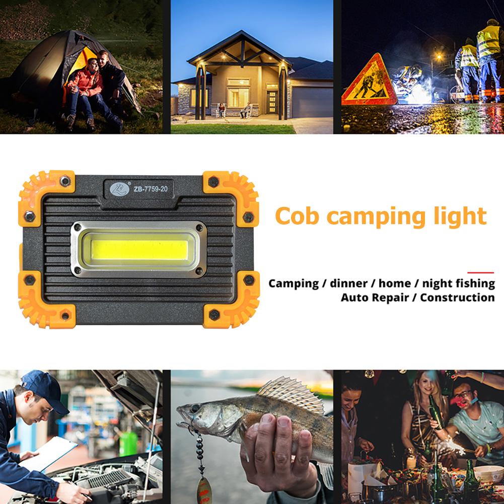 Battery Lamp COB Camping Lamp with 18650 Battery Plastic Portable Flashlight with USB Charging Dimmable Outdoor Camping Light
