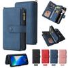 Applicable iPhone16 Leather Case 17Plus Skin Sense Scrub 15 Card Zipper Wallet Case Google 9Pro Solid Color
