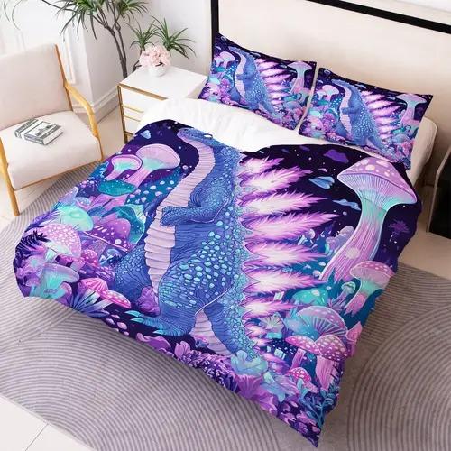 Cartoon Dinosaur Duvet Cover Bedding Decoration With Cartoon Dinosaur Pattern Suitable For Children Kids And Adults Warm Soft