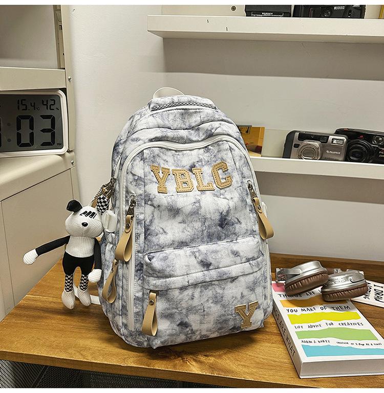 Schoolbag Chinese and college students couple backpack, large capacity English alphabet student leisure travel backpack computer bag