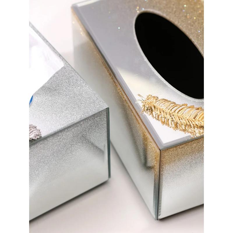 Luxury Glass Tissue Box Paper Holder Napkin Storage Living Room Desktop Household Home Decoration