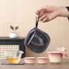Chinese Gradual Change Coarse Pottery Hover Cover Bowl Tea Set Portable Travel Tea Set One Pot Three Cups Express Cup Set