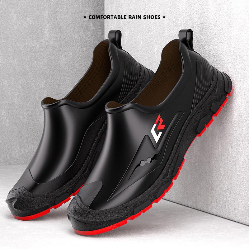 Water Shoes Rain Shoes Short Men's Fashion Low-top Fishing Men's Light-mouth Rubber Shoes Waterproof Rain Boots