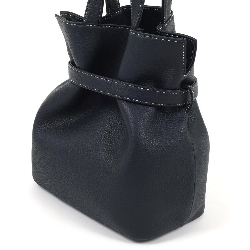 Kitamura Daily Use Cowhide Leather Handbag Y-1424 Dark Blue with White Stitching [Navy] 10901